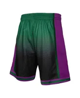 Men's Mitchell & Ness Green and Black Milwaukee Bucks 1996/97 Hardwood Classics Fadeaway Reload 3.0 Swingman Shorts