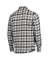 Men's Antigua Black and Gray Vegas Golden Knights Ease Plaid Button-Up Long Sleeve Shirt