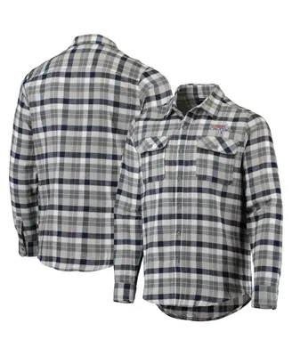 Men's Antigua Navy and Gray Washington Capitals Ease Plaid Button-Up Long Sleeve Shirt