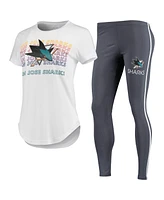 Women's Concepts Sport White, Charcoal San Jose Sharks Sonata T-shirt and Leggings Set