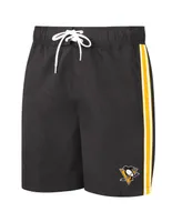 Men's G-iii Sports by Carl Banks Black and Gold Pittsburgh Penguins Sand Beach Swim Shorts