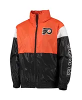 Big Boys Orange, Black Philadelphia Flyers Goal Line Full-Zip Hoodie Windbreaker Jacket