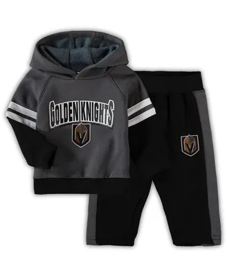 Toddler Boys Charcoal, Black Vegas Golden Knights Miracle On Ice Raglan Pullover Hoodie and Pants Set