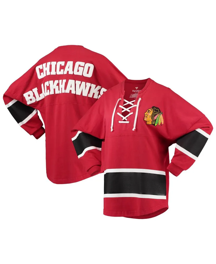 Women's Fanatics Red Chicago Blackhawks Lace-Up Jersey T-shirt