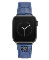 Steve Madden Women's Blue Crocograin Faux Leather Band designed for Apple Watch 42mm (Series 1-3 only) & 44/45/46/49mm (Ultra & Ultra 2)