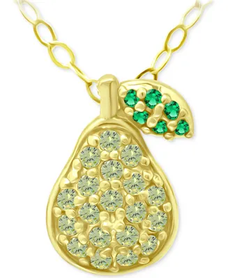 Giani Bernini Lemon Green & Quartz Pear Pendant Necklace, 16" + 2" extender, Created for Macy's