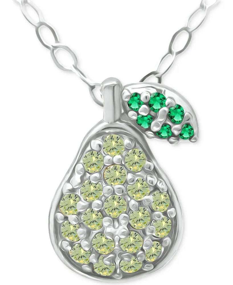 Giani Bernini Lemon Green & Green Quartz Pear Pendant Necklace, 16" + 2" extender, Created for Macy's