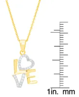 Diamond "Love" 18" Pendant Necklace (1/6 ct. t.w.) in 14k Gold-Plated Sterling Silver - Gold