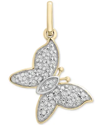 Wrapped Diamond Butterfly Charm Pendant (1/20 ct. t.w.) in 10k Gold, Created for Macy's