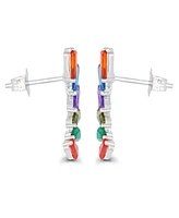 Multicolor Baguette Earrings in Sterling Silver