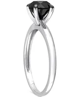 Black Diamond Solitaire Engagement Ring (1-1/2 ct. t.w.) 14k White Gold