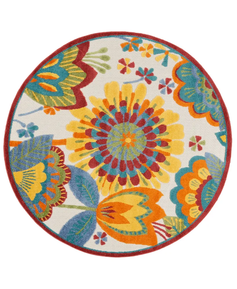 Nourison Home Aloha ALH25 5'3" x 5'3" Round Outdoor Area Rug