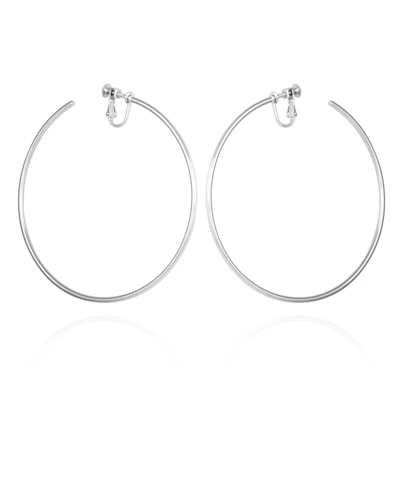 Vince Camuto Silver-Tone Clip-On Extra Large Open Hoop Earrings - Silver