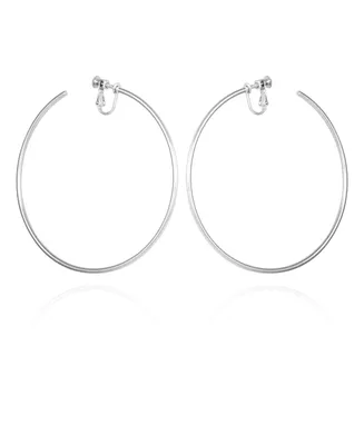 Vince Camuto Silver-Tone Clip-On Extra Large Open Hoop Earrings - Silver
