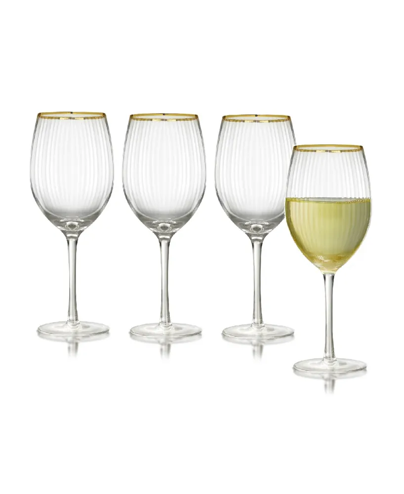 Rocher All Purpose Wine Glasses, Set of 4, 21 Oz - Clear, Gold