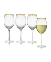 Rocher All Purpose Wine Glasses, Set of 4, 21 Oz - Clear, Gold