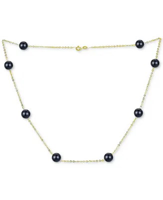 Onyx Bead 18" Collar Necklace 14k Gold (Also Jade, Lapis Lazuli, Rose Quartz, & Turquoise)