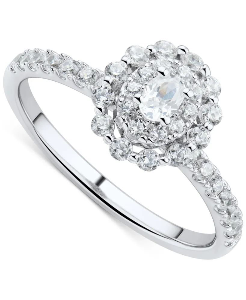 Diamond Oval Double Halo Engagement Ring (5/8 ct. t.w.) in 14k White Gold