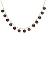 Garnet Bead Dangle 18" Statement Necklace 14k Gold (Also Malachite, Onyx, Rose Quartz, Lapis Lazuli, Jade, & Turquoise)