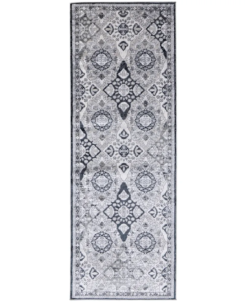 Feizy Macklaine R39FV 2'10" x 7'10" Runner Area Rug - Silver