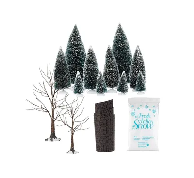 Landscape Trees Snow Road, Set of 14