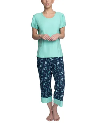 Hanes Women's Short Sleeve T-Shirt & Capri Pants Pajama Set