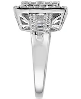 Diamond Round & Baguette Rectangular Cluster Ring (1-5/8 ct. t.w.) in 14k White Gold