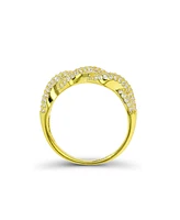 Cubic Zirconia Fashion Sterling Silver and 14K Gold Over Twisted Ring