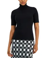 Anne Klein Petite Elbow-Sleeve Turtleneck Sweater