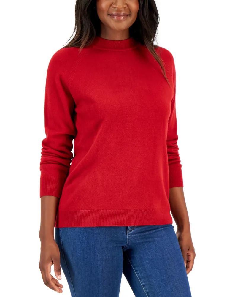 Karen Scott Women's Zip-Back Mock-Neck Sweater, Created for Macy's