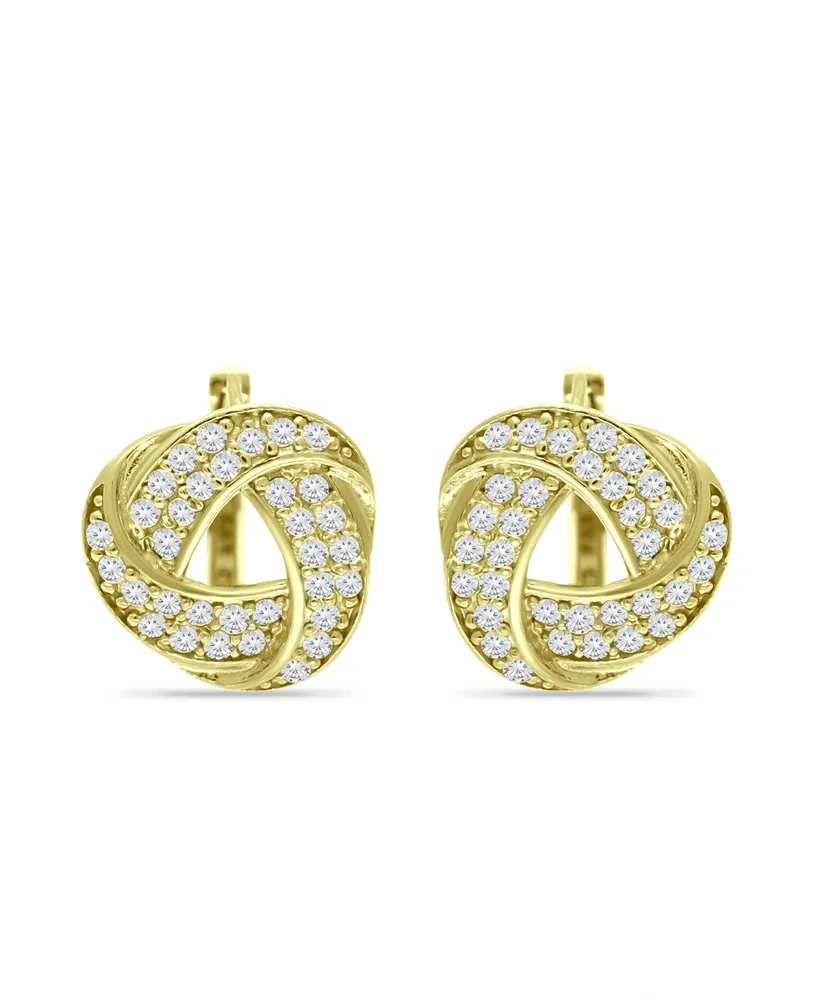 Giani Bernini Cubic Zirconia Love Knot Huggie Hoop Earrings, Sterling Silver or 18K Gold over