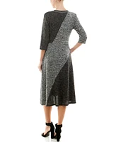 Women's Two Tone Ribbed A-line Dress