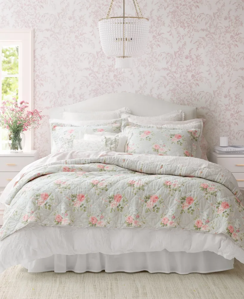 Laura Ashley Melany Cotton Reversible 3 Piece Quilt Set, Full/Queen