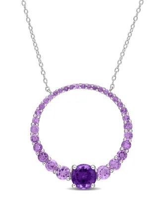 Sterling Silver Amethyst Graduated Open Circle Necklace