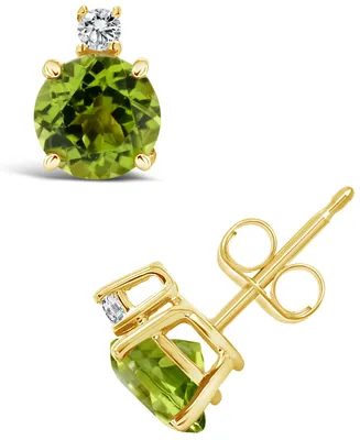 Peridot (1-7/8 ct. t.w.) and Diamond Accent Stud Earrings in 14K Yellow Gold