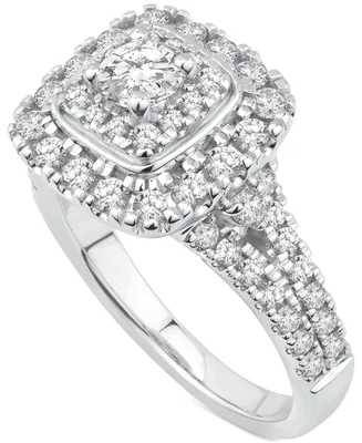 Diamond Halo Cluster Engagement Ring (1-3/8 ct. t.w.) in 14k White Gold