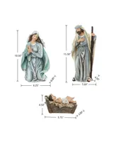 Glitzhome Oversized Deluxe Blue Resin Nativity Figurine Set, 12 Piece