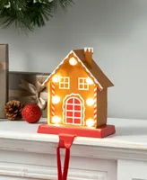 Glitzhome 6.75" Marquee Led Metal Gingerbread House Christmas Stocking Holder