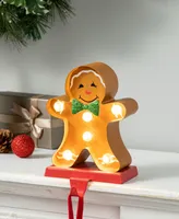 Glitzhome 7.25" Marquee Led Gingerbread Man Christmas Stocking Holder