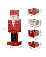 Glitzhome 17.25" Wooden Christmas Nutcracker Countdown Calendar Decor and Drawer