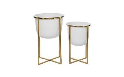 CosmoLiving by Cosmopolitan Contemporary Planters with Stand, Set of 2