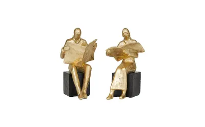 Polystone Glam Bookends, Set of 2 - Gold