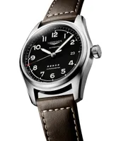 Longines Men's Swiss Automatic Brown Leather Strap Watch 40mm