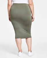 Bar Iii Trendy Plus Size Bodycon Jersey Midi Skirt, Created for Macy's