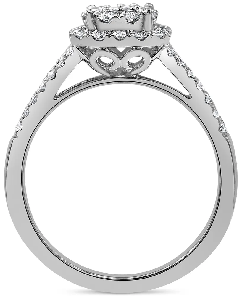 Diamond Cushion Cluster Engagement Ring (3/4 ct. t.w. ) in 14k White Gold