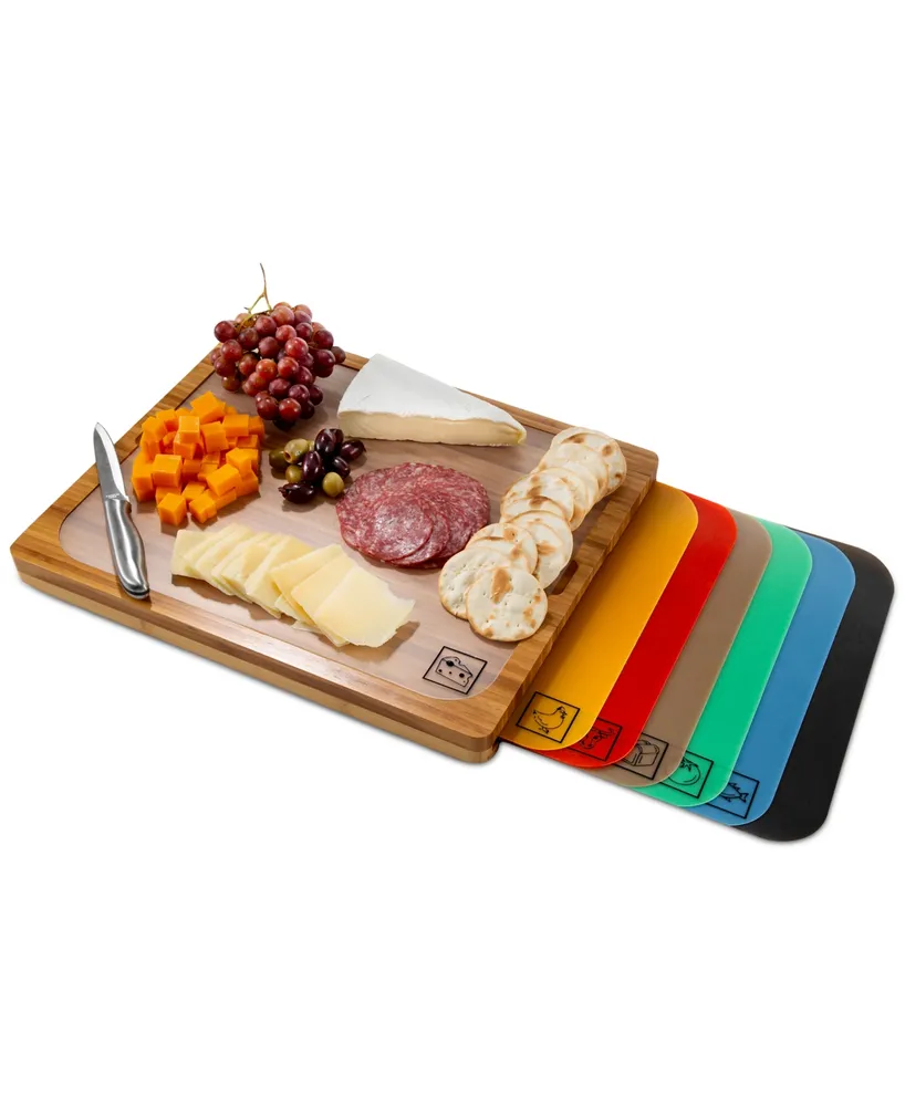 Seville Classics Bamboo Cutting Board & Flexible Food Mats Set