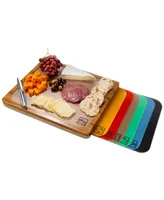 Seville Classics Bamboo Cutting Board & Flexible Food Mats Set