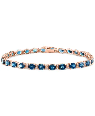Effy London Blue Topaz (13-1/3 ct. t.w.) & Diamond (1/4 ct. t.w.) Tennis Bracelet in 14k Rose Gold