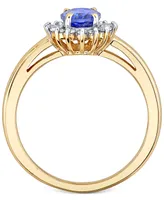 Tanzanite (1 ct. t.w.) & Diamond (1/5 ct. t.w.) Halo Ring in 10k Ring