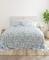 ienjoy Home Ultra Soft Violets Pattern -Pc. Sheet Set